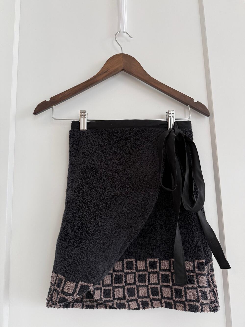 Blue Towel Wrap Skirt Soft Beach Cover-Up Adjustable Waist One Size